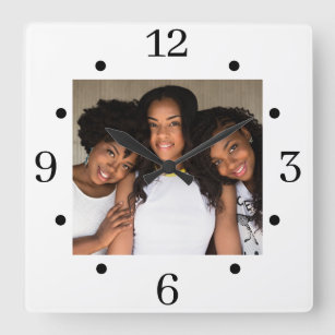 Reloj de pared cuadrado de fotografía de familia p