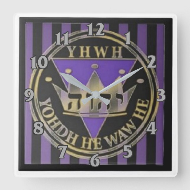 Reloj de pared cuadrado de franjas divinas (Anverso)