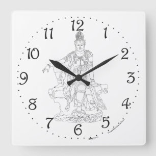 Reloj de pared cuadrado de Guan Yin