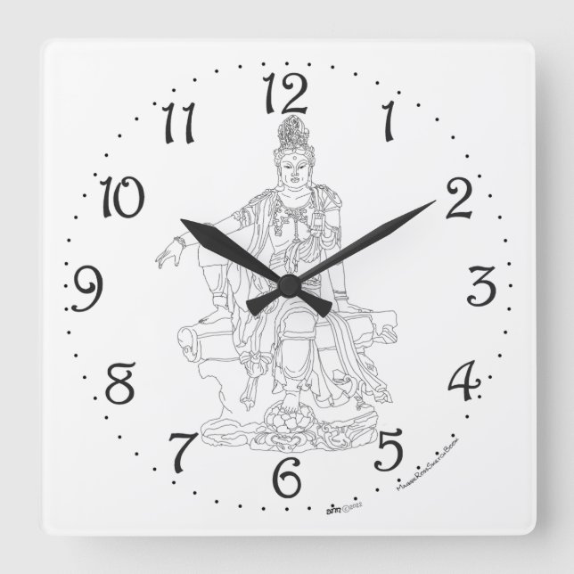 Reloj de pared cuadrado de Guan Yin (Anverso)