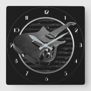 Reloj de pared cuadrado de guitarra eléctrica en b