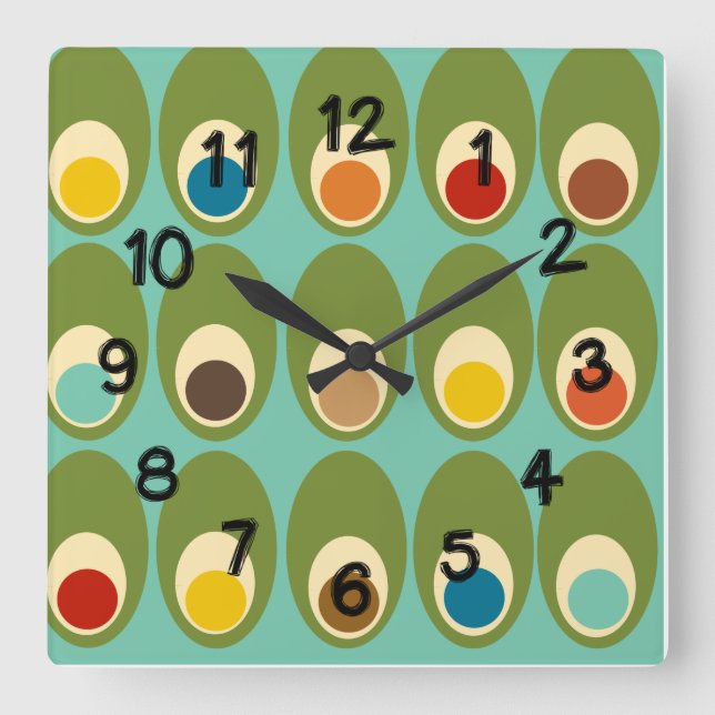 Reloj de pared cuadrado de huevos modernos de medi (Anverso)