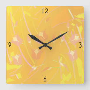 Reloj de pared cuadrado de la amapola turca