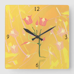 Reloj de pared cuadrado de la amapola turca