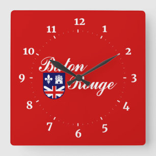 Reloj de pared cuadrado de la bandera de Baton Rou