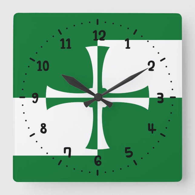 Reloj de pared cuadrado de la bandera de Kirkcudbr (Anverso)