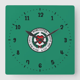 Reloj de pared cuadrado de la bandera de Worcester