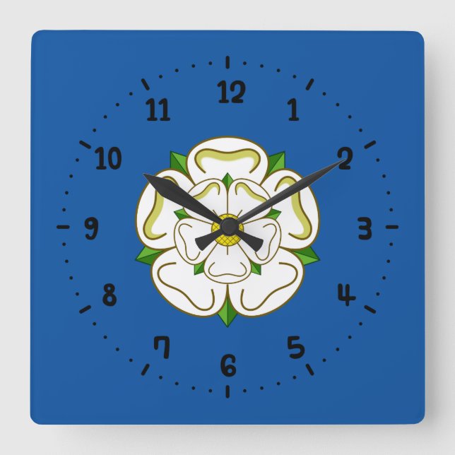 Reloj de pared cuadrado de la bandera de Yorkshire (Anverso)