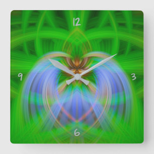 Reloj de pared cuadrado de la complejidad verde