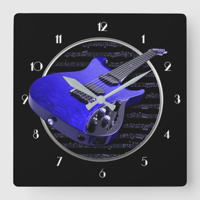 Reloj de pared cuadrado de la guitarra eléctrica a (Anverso)