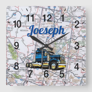 Reloj de pared cuadrado de la hoja de ruta de Joes