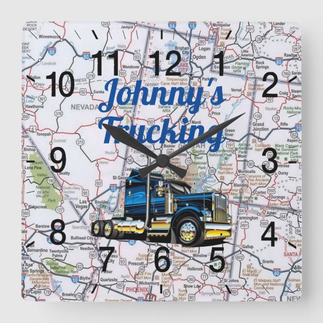 Reloj de pared cuadrado de la hoja de ruta de John (Anverso)