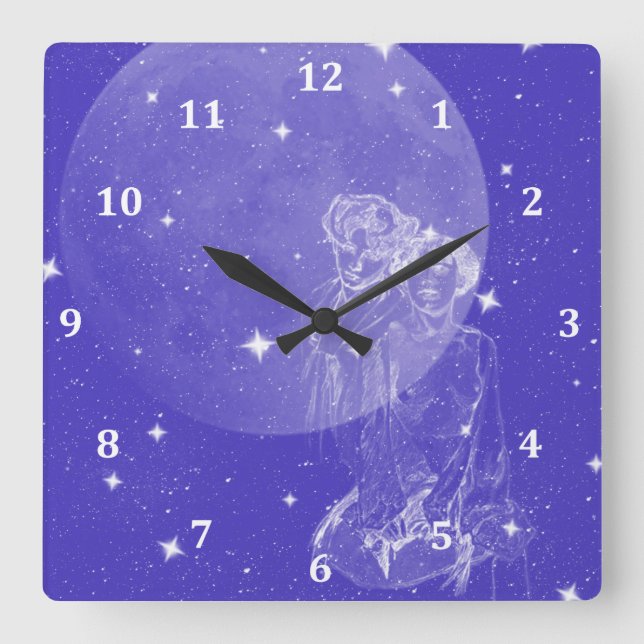 Reloj de pared cuadrado de la luna (Anverso)