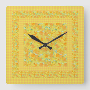 Reloj de pared cuadrado de la moda, Golden Daffodi
