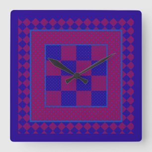 Reloj de pared cuadrado de la moda, púrpura, azul,