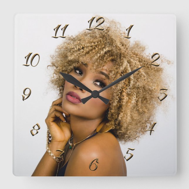 Reloj de pared cuadrado de la peluquería (Anverso)
