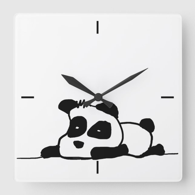 Reloj de pared cuadrado de la perezosa panda (Anverso)
