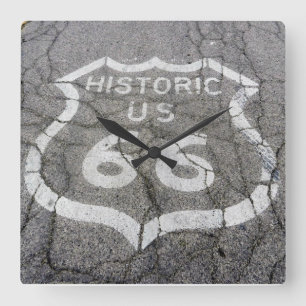Reloj de pared cuadrado de la ruta 66