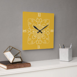 Reloj de pared cuadrado de la tabla de crochet ama