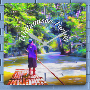 Reloj de pared cuadrado de la travesía por río jam