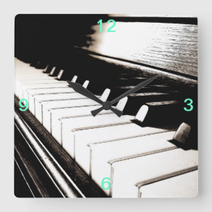 Reloj de pared cuadrado de las teclas de piano