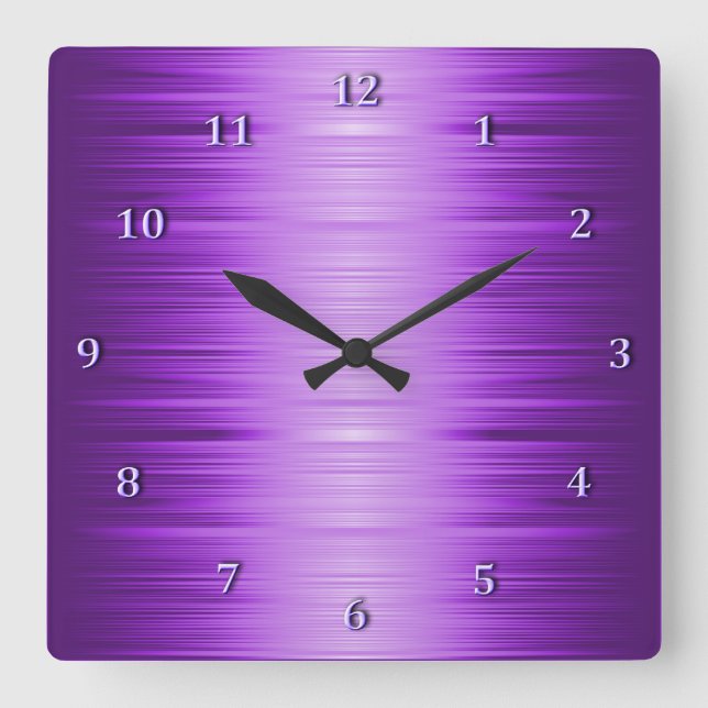 Reloj de pared cuadrado de lavanda violeta púrpura (Anverso)