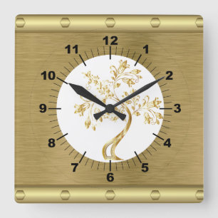 Reloj de pared cuadrado de oro