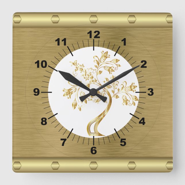 Reloj de pared cuadrado de oro (Anverso)