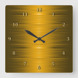 Reloj de pared cuadrado de oro sombreado brillante