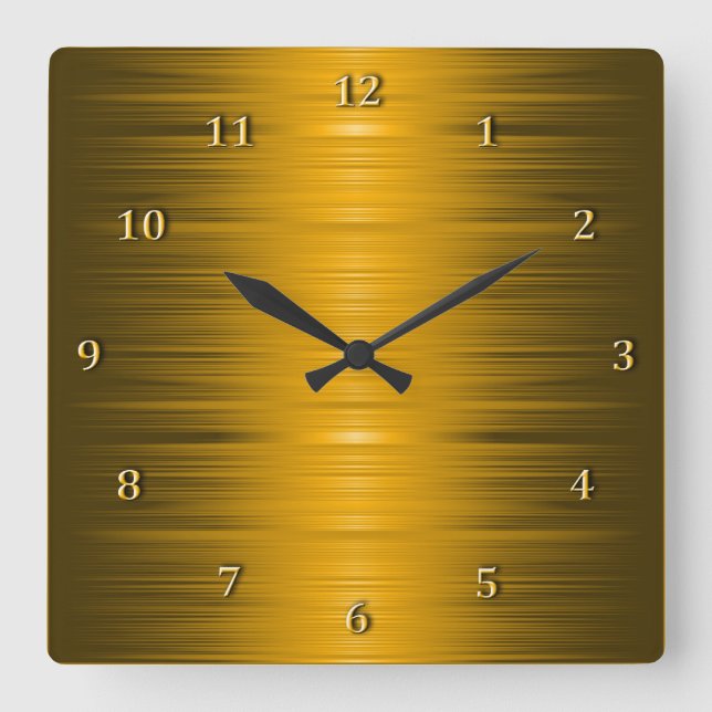 Reloj de pared cuadrado de oro sombreado brillante