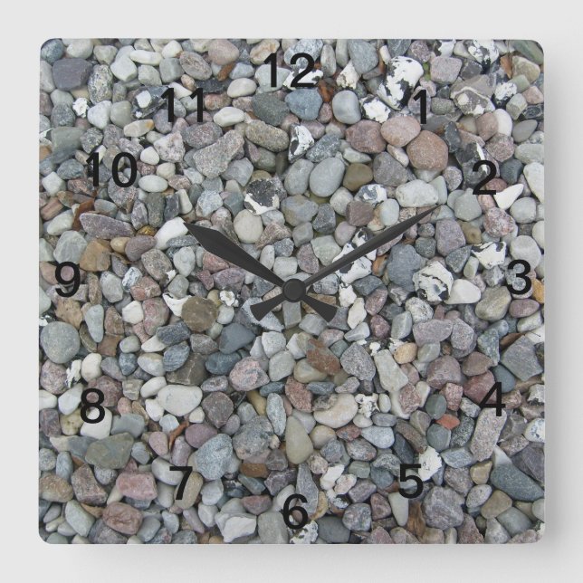 Reloj de pared cuadrado de piedras grises de moda  (Anverso)