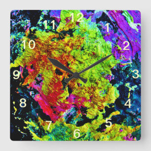 Reloj de pared cuadrado de pintura abstracta color