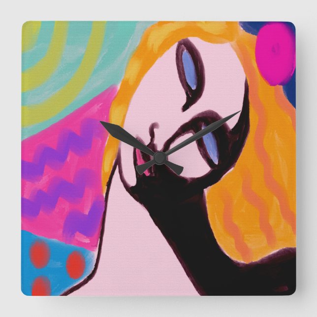 Reloj de pared cuadrado de pintura abstracta origi (Anverso)