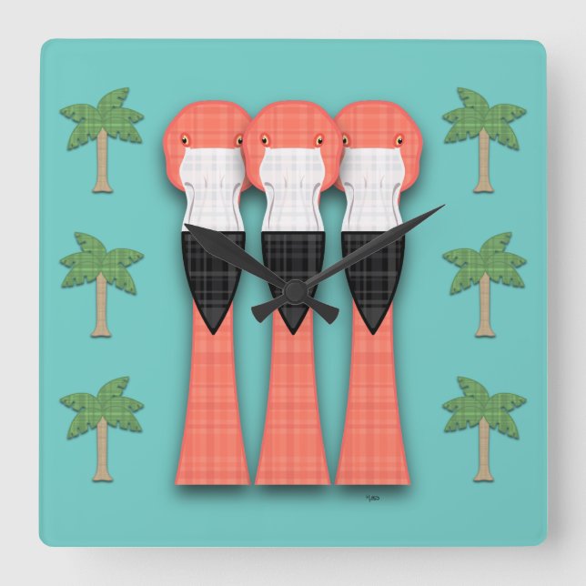 Reloj de pared cuadrado de Plaidmingos (Anverso)