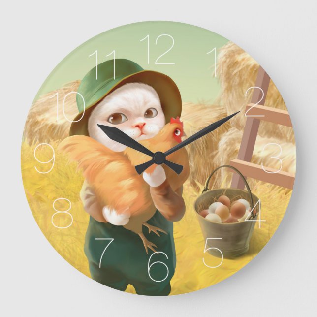 Reloj de pared cuadrado de pollo (Anverso)