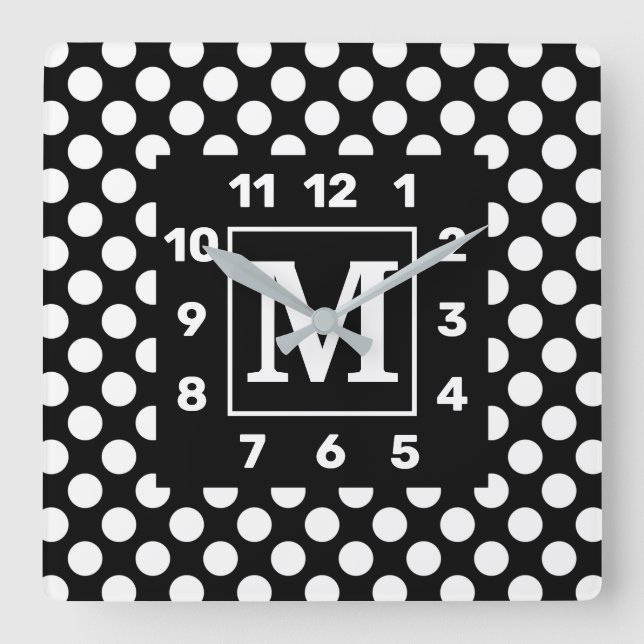 Reloj de pared cuadrado de punto de la polka del B (Anverso)