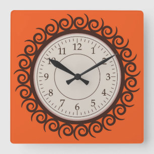 Reloj de pared cuadrado de remolino redondo