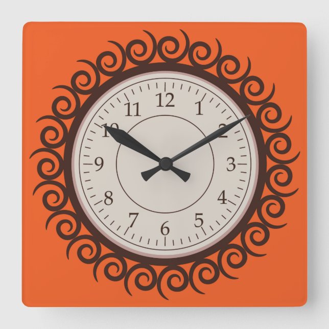 Reloj de pared cuadrado de remolino redondo (Anverso)