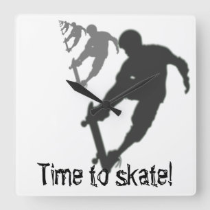 Reloj de pared cuadrado de Skateboarder