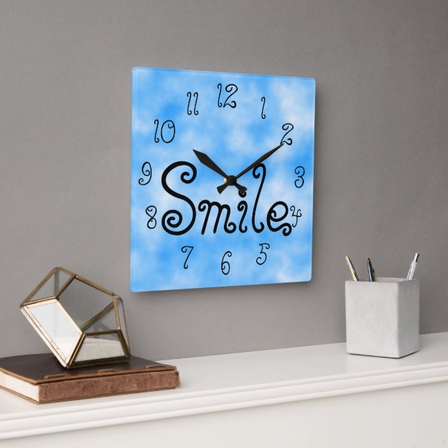 Reloj de pared cuadrado de sonrisa (Oficina)