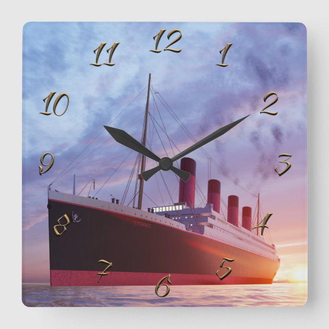 Reloj de pared cuadrado de Titanic (Anverso)