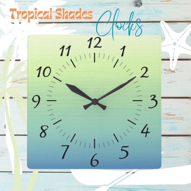 Reloj de pared cuadrado de tonos tropicales (Subido por el creador)