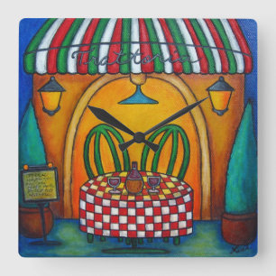 Reloj de pared cuadrado de Trattoria, Lisa Lorenz