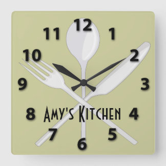 Reloj de pared cuadrado de Utensils de cocina