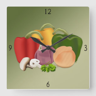 Reloj de pared cuadrado de verduras