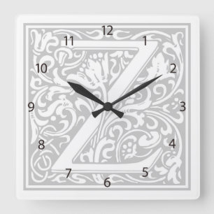 Reloj de pared cuadrado de William Morris Alphabet
