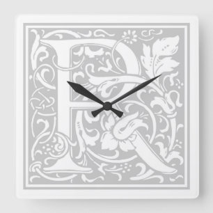 Reloj de pared cuadrado de William Morris Alphabet
