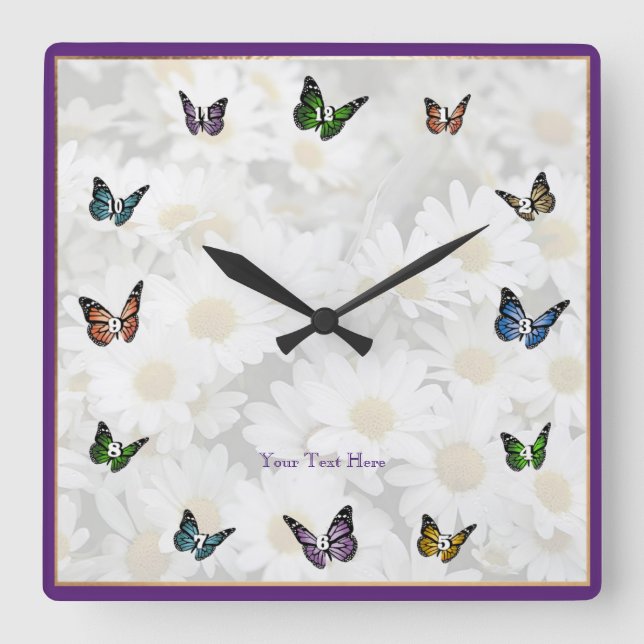 Reloj de pared cuadrado decorativo elegante con ma (Anverso)