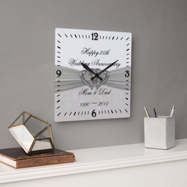 Reloj de pared cuadrado del 25° aniversario del Bo (Oficina)