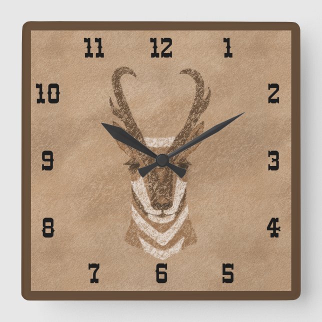 Reloj de pared cuadrado del Antelope del Suroeste  (Anverso)
